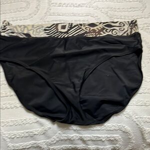 Chic Black Swim Bottoms with Patterned Waistband